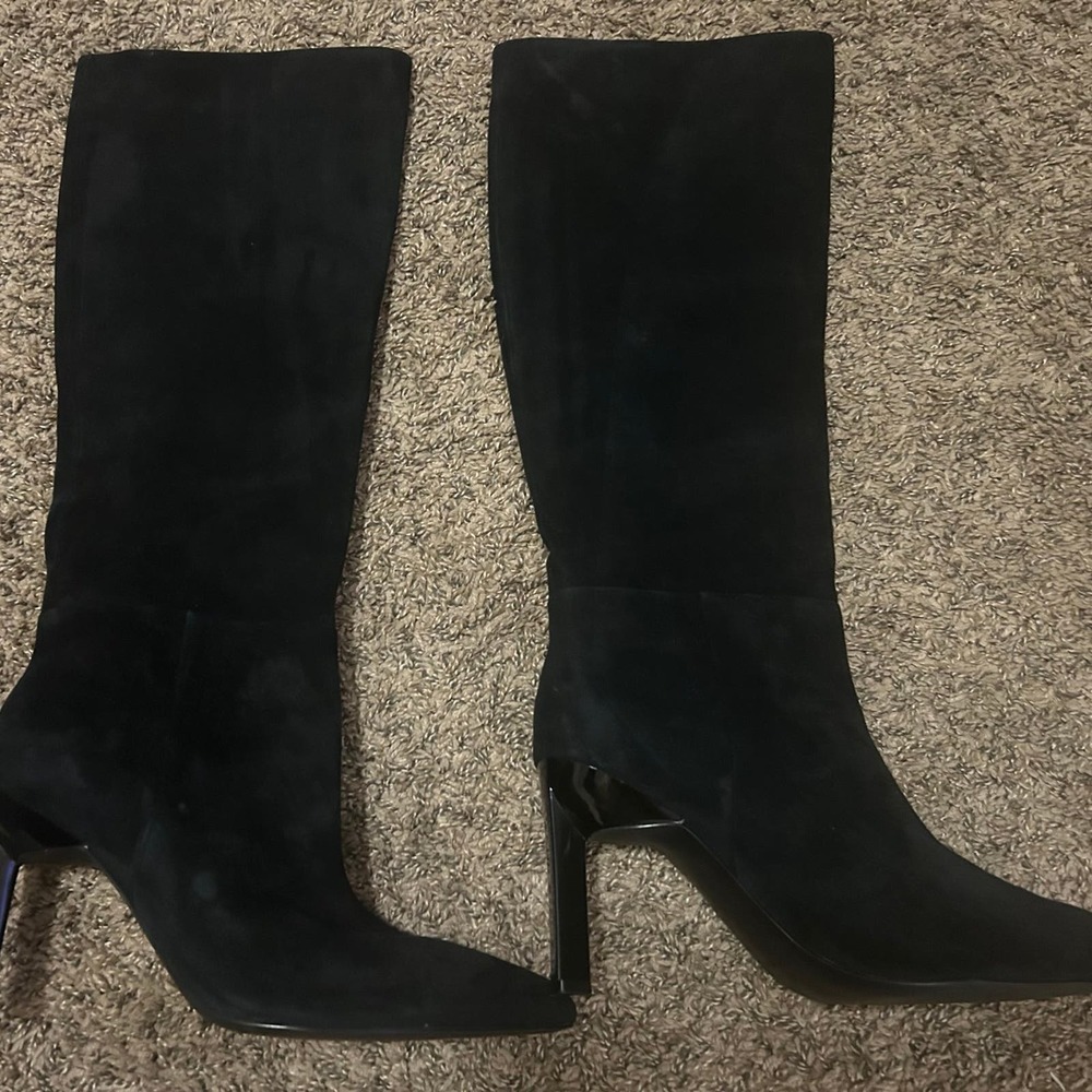 Nine West Knee Hight Black Suade Boots Size 12